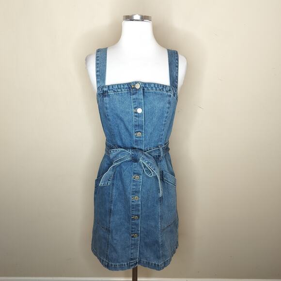 Habitual Belted Denim Mini Dress Button Front - Picture 1 of 9